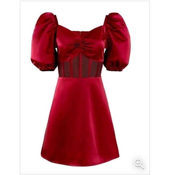 Autumn Adeigbo Clarette corset Dress Deep Red Womens mini Size 10 NEW - Picture 5 of 12